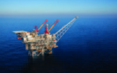 An aerial view of an Israeli offshore gas rig. (photo credit: Albatross Aerial photography/Noble Energy/Flash90)