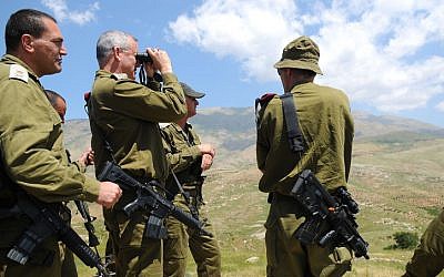 IDF chief of staff Benny Gantz tours the Israeli-Syrian border on May 21 (photo credit: Tal Manor/IDF Spokesman/Flash90)
