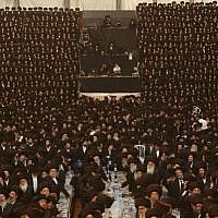 Tens of thousands of Ultra-Orthodox Jews from the Belz Hassidic dynasty attend the wedding ceremony of Rabbi Shalom Rokach, the grandson of the Belz Rabbi, to Hana Batya Pener on May 22, 2013.(Photo credit: Yaakov Naumi/Flash90)