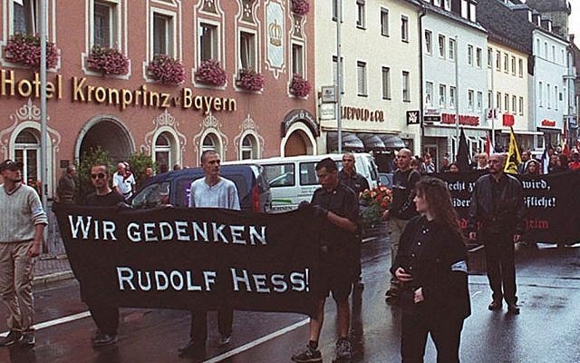 A neo-Nazi rally held in memory of Adolf Hitler's deputy Rudolf Hess in Hess's Bavarian hometown of Wunsiedel, southern Germany, 2002. (photo: AP/Udo Bartsch)