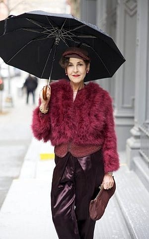 Fashion for a rainy day with Tziporah Salamon. (Courtesy of Ari Seth Cohen, advancedstyle.blogspot.com)