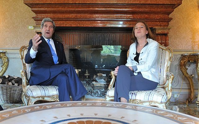 US Secretary of State John Kerry talks with Israeli Justice Minister Tzipi Livni (photo credit: AP/Mladen Antonov) US Secretary of State John Kerry talks with Israeli Justice Minister Tzipi Livni (photo credit: AP/Mladen Antonov)