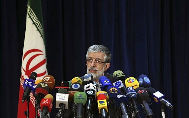Conservative Iranian lawmaker Gholam Ali Haddad Adel (AP Photo/Ebrahim Noroozi)