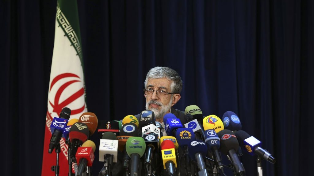 Conservative Iranian lawmaker Gholam Ali Haddad Adel (AP Photo/Ebrahim Noroozi)