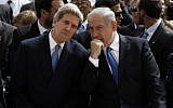 Prime Minister Benjamin Netanyahu, right, speaks with US Secretary of State John Kerry in Jerusalem in 2013. (photo credit: AP/Gali Tibbon)