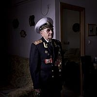Soviet Jewish World War Two veteran Orlov Naum, 88, Thursday, April 18, 2013. Naum joined the Red Army in 1943 took part in the battle of Kiev and later battles in Berlin and Prague. (photo credit:AP/Oded Balilty)