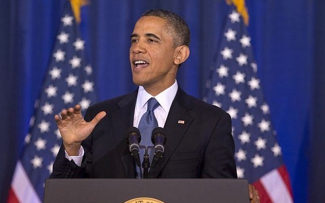 US President Barack Obama talks about national security, at the National Defense University at Fort McNair in Washington, May 23 (photo credit: AP/Carolyn Kaster) US President Barack Obama talks about national security, at the National Defense University at Fort McNair in Washington, May 23 (photo credit: AP/Carolyn Kaster)