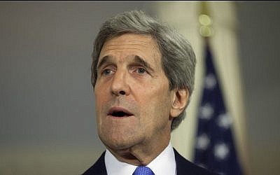 Secretary of State John Kerry at the State Department in Washington Monday, May 20, 2013 (photo credit: AP/Evan Vucci)