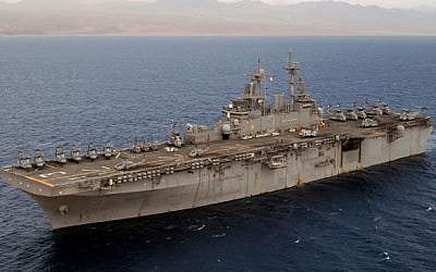 Illustrative photo of the USS Kearsarge steaming into the Gulf of Aqaba (photo credit: Official US Navy Imagery/File)