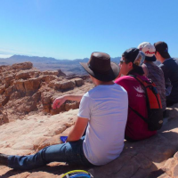 Alex Gould and friends during a Nativ hike (Courtesy Yossi Garr)