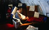 Menachem Begin sleeping on the way to the United States in this undated archive photo. (photo credit: David Rubinger/Yedioth Ahronoth)