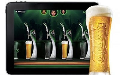 Screenshot of a Moblin-produced game for Carlsberg beer (photo credit: Courtesy)