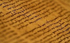 A manuscript from the Dead Sea Scrolls collection on display at the Israel Museum in Jerusalem on September 26, 2011 (Miriam Alster/Flash90)