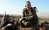 IDF Chief of Staff, Lt. Gen. Benny Gantz in action during a live fire exercise for Israeli army battalion commanders taking place on the Golan Heights, on September 4, 2012. (Shay Wagner/Israel Defense Forces/FLASH90)