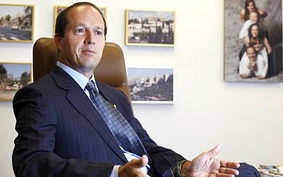 Jerusalem Mayor Nir Barkat during an interview in his office (photo credit: Lior Mizrahi/Flash90/File)