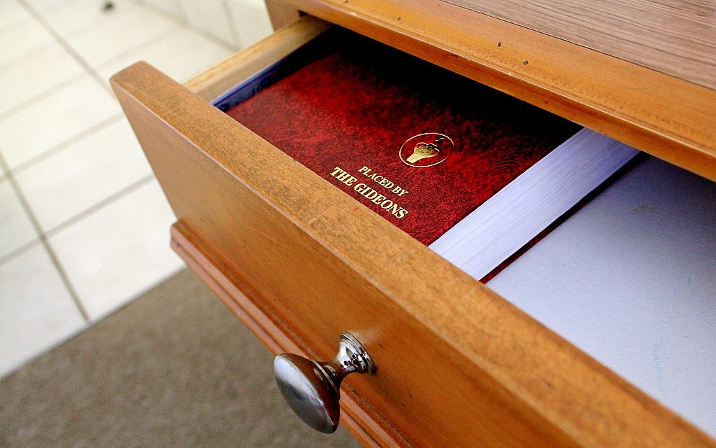 Gideon's Bible. (photo credit: ohsarahrose via Flickr, CC BY-ND 2.0) Gideon's Bible. (photo credit: ohsarahrose via Flickr, CC BY-ND 2.0)