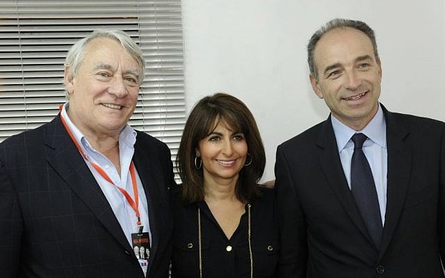 Valerie Hoffenberg, center, next to prominent UMP politicians Claude Goasguen, left, and Jean-François Copé (photo credit: DR)