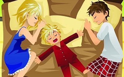 Parents sleeping with child. (photo credit: Illustration via Artistico/Shutterstock/JTA)