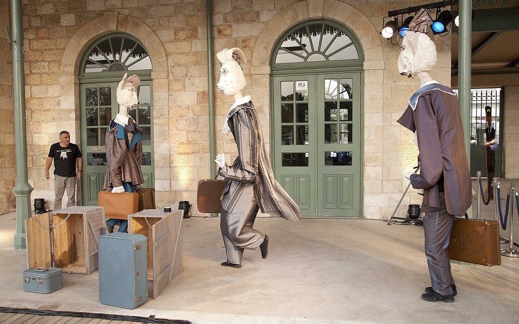 Actors in character for the grand opening of Jerusalem's First Station (photo credit: Davidi Saad)