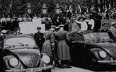 Hitler presides over the dedication of the Volkswagen factory in Wolfsburg. (photo credit: public domain) Hitler presides over the dedication of the Volkswagen factory in Wolfsburg. (photo credit: public domain)