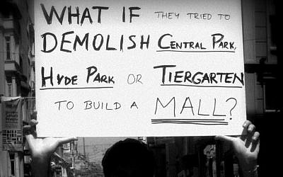 A protest in Istanbul to save Gezi Park from being demolished. (photo credit: Facebook)
