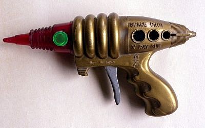 ILLUSTRATIVE: A toy Space Pilot X Ray Gun (photo credit: CC BY, Joost J. Bakker, Flickr)