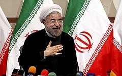 Iran's president Hassan Rouhani at a press conference, in Tehran on June 17, 2013. (photo credit: Ebrahim Noroozi/AP)