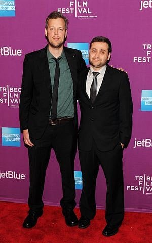 Aharon Keshales and Navot Papushado (left) at the 'Big Bad Wolves' premier in NY. (photo credit: courtesy)