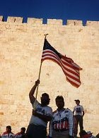 Blackburn bearing the American flag in Jerusalem, 1989. (photo credit: Courtesy)