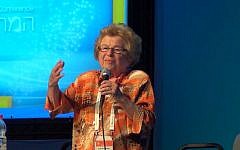 Dr. Ruth Westheimer giving her 'master class' on sex at the 2013 Israeli Presidential Conference. (Ricky Ben-David/Times of Israel)