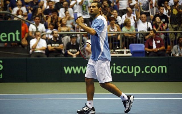 Andy Ram of Israel in the Davis Cup World Group quarterfinal doubles tennis match between Israel and Russia, in 2009. (photo credit: Uri Lenz/Flash90) Andy Ram of Israel in the Davis Cup World Group quarterfinal doubles tennis match between Israel and Russia, in 2009. (photo credit: Uri Lenz/Flash90)