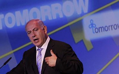 Illustrative photo of Prime Minister Benjamin Netanyahu addressing the Israeli Presidential Conference in 2011.  (photo credit: Miriam Alster/Flash90)