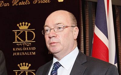 Alistair Burt in Jerusalem, January 2012 (photo credit: Miriam Alster/Flash90)