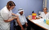 A resident of the southern Bedouin village of Rahat receives a polio immunization on June 4, 2013. (photo credit: Flash90)