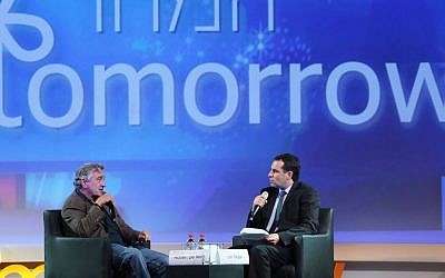 US actor Robert De Niro speaks at a panel at the Presidential Conference, at the International Conference Center in Jerusalem, Wednesday, June 19, 2013 (photo credit: Flash90)