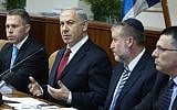 Prime Minister Benjamin Netanyahu speaks at the weekly cabinet meeting in Jerusalem on Sunday, June 30 (photo credit: Marc Israel Sellem/Flash90)