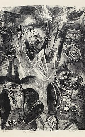 William Gropper, Patrioteers, from the portfolio The Capriccios, 1953–56, lithograph. (photo credit: Mary and Leigh Block Museum of Art, Northwestern University, Gift of Evelyn Salk in memory of her husband, Erwin A. Salk