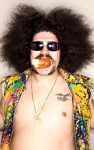 The Fat Jew. His tattoo reads, 'Mazel Tuff,' the name of his all-Jewish motorcycle gang. (photo credit: Courtesy of The Fat Jew)