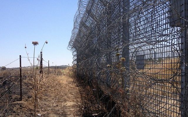 A section of Israel's new border fence, as seen from the Syrian side of the barrier (Photo credit: Mitch Ginsburg/Times of Israel)