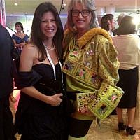 Dalia Prashker (right) and friend, in full-gala wear (photo credit: Sarah Tuttle-Singer/Times of Israel)