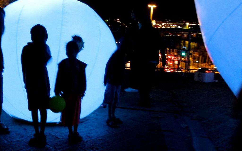 Part of the "Spirit Light of the Forest" piece, created in Montreal (photo credit: Leeor Bronis/Times of Israel)