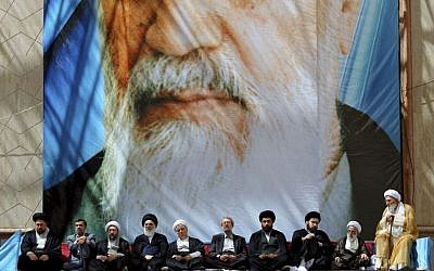 Iran's leaders attend a 2013 ceremony marking the anniversary of the death of Ayatollah Khomeini at his shrine just outside Tehran (AP Photo/Office of the Supreme Leader)