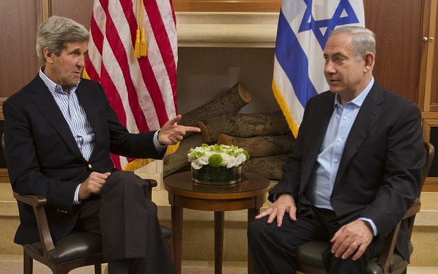 US Secretary of State John Kerry, left, meets with Prime Minister Benjamin Netanyahu in Jerusalem on Thursday, June 27 (photo credit: AP/Jacquelyn Martin) US Secretary of State John Kerry, left, meets with Prime Minister Benjamin Netanyahu in Jerusalem on Thursday, June 27 (photo credit: AP/Jacquelyn Martin)