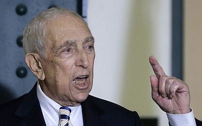 Sen. Frank Lautenberg, the oldest member of the Senate, speaks in his hometown of Paterson, New Jersey, where he said he planned to retire at the end of his current term. (photo credit: AP/Mel Evans)