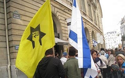 French Jewish Defense League activists demonstrate in Paris, 2011 (illustrative photo credit: Ligue de Defense Juive via JTA)