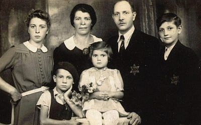 Rose Goteiner, left, is shown with some family members during their incarceration in Poland’s Dubrowa ghetto: parents Haskel and Sheindel, brothers Alfred, next to Goteiner, and Herman, right, and sister Ruth. (photo credit: Courtesy Rose Goteiner/JTA)