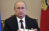 Russian President Vladimir Putin at a meeting in the Kremlin earlier this month (photo credit: AP/RIA Novosti, Alexei Nikolsky, Presidential Press Service)