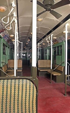 Lucky straphangers who happened to be in the right place at the right time got a nostalgic ride in an 8-car city subway train. (photo credit: AP Photo/Mass Transit Administration, Patrick Cashin)