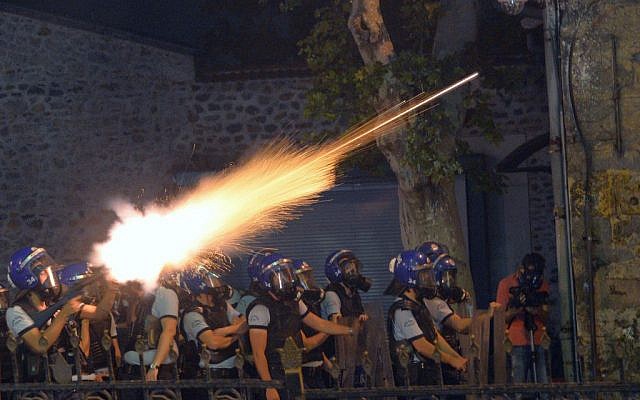 Riot police clashing with protesters in Turkey on Saturday. (photo credit: AP)