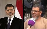 Egyptian President Mohammed Morsi (left) next to his doppelgänger, Ramadan Al-Sohagai (composite image: AP/Al Arabiya acreen capture)